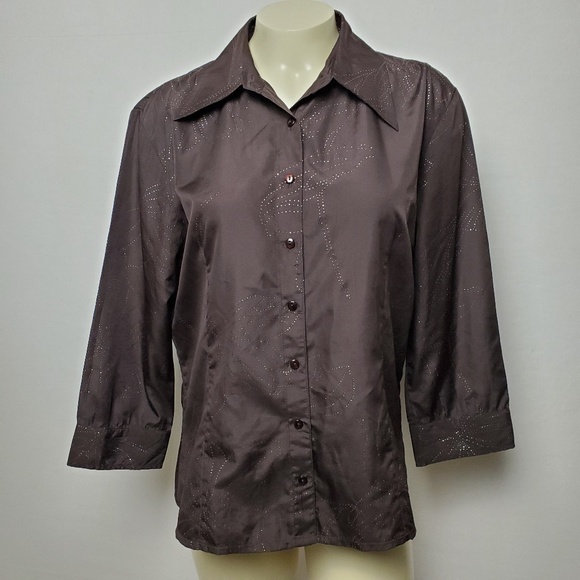 LIZ JORDAN BUTTON-UP WIDE-SLEEVE SIZE 10 - Picture 1 of 4